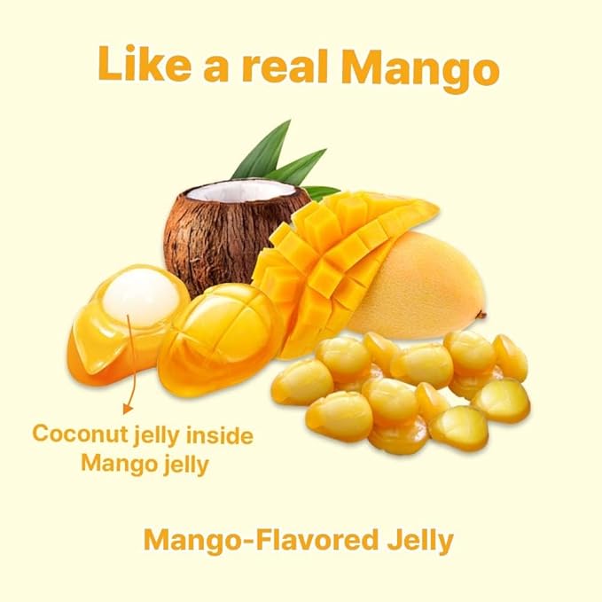 Korean Fruit Jelly Candy – Assorted Chewy Gummy Snacks – 5 Fruity Flavors (Grape, Plum, Lychee, Kiwi, Mango) – Individually Wrapped – Perfect for Kids & Adults – 알맹이젤리 (Lychee–1.26oz(36g) × 6pack)