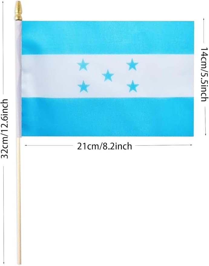GSYLPFT 12 Pack Honduras Flags on Sticks Honduran Small Mini Hand Held Flags for Office Classroom Holiday Party Decorations