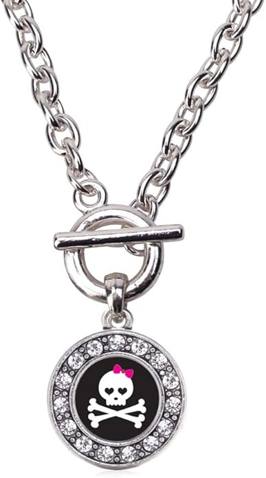 Inspired Silver - Silver Circle Charm 18 Inch Necklace with Cubic Zirconia Jewelry