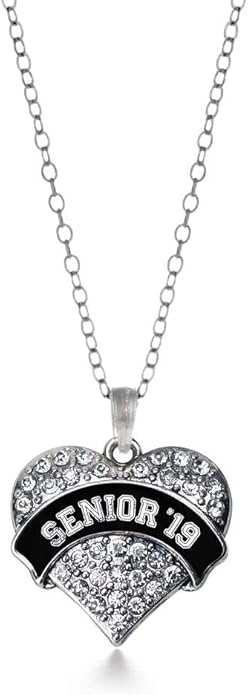 Inspired Silver - Silver Pave Heart Charm 18 Inch Necklace with Cubic Zirconia Jewelry
