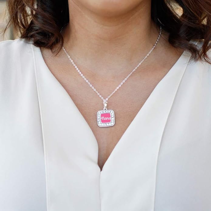 Inspired Silver - Silver Square Charm 18 Inch Necklace with Cubic Zirconia Jewelry