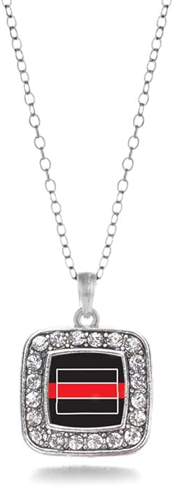 Inspired Silver - Silver Square Charm 18 Inch Necklace with Cubic Zirconia Jewelry