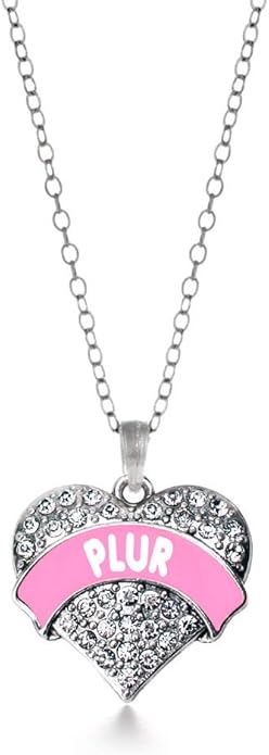 Inspired Silver - Silver Pave Heart Charm 18 Inch Necklace with Cubic Zirconia Jewelry