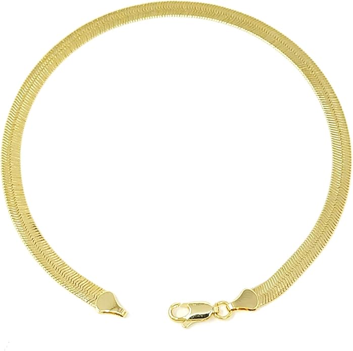 BA UNIQUE FASHION Gold Electroplated Anklet for Women, 9-12 Inch Sizes, Figaro, Cuban, Mariner, Herringbone Design - Made in Korea