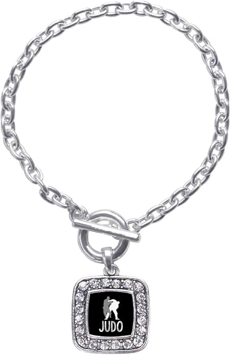 Inspired Silver - Silver Square Charm Toggle Bracelet with Cubic Zirconia Jewelry