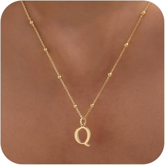 MDIEEL Initial Necklaces for Women Dainty 14k Gold Plated A-Z Letter Pendant Name Necklaces Cute Charm Choker Fashion Accessories Non Tarnish Trendy Jewelry Gift