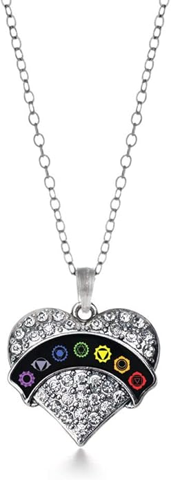 Inspired Silver - Silver Pave Heart Charm 18 Inch Necklace with Cubic Zirconia Jewelry