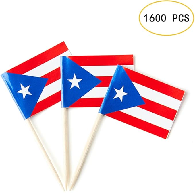 Puerto Rico Flag Puerto Rican Flag, Small Mini Puerto Rican Toothpick Flags for Food, Cupcakes, Cocktails, Appetizers, Bar Party Decorations