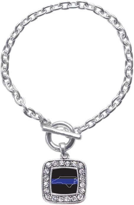 Inspired Silver - Silver Square Charm Toggle Bracelet with Cubic Zirconia Jewelry