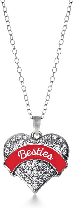 Inspired Silver - Silver Pave Heart Charm 18 Inch Necklace with Cubic Zirconia Jewelry