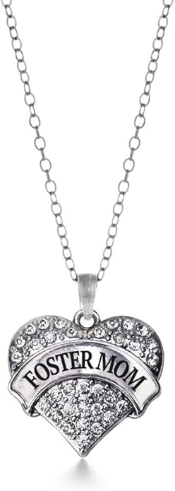 Inspired Silver - Silver Pave Heart Charm 18 Inch Necklace with Cubic Zirconia Jewelry