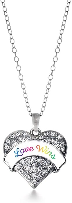 Inspired Silver - Silver Pave Heart Charm 18 Inch Necklace with Cubic Zirconia Jewelry