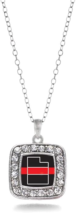 Inspired Silver - Silver Square Charm 18 Inch Necklace with Cubic Zirconia Jewelry