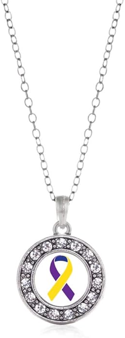 Inspired Silver - Silver Circle Charm 18 Inch Necklace with Cubic Zirconia Jewelry