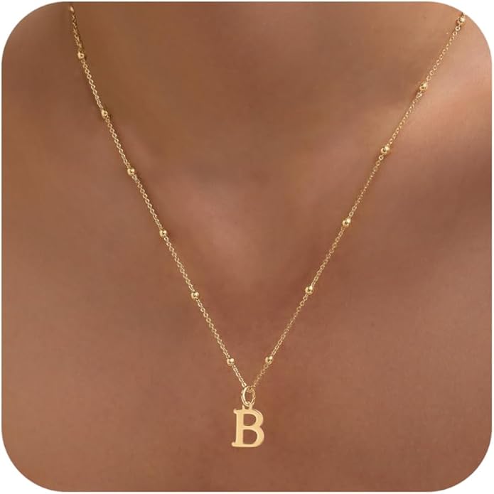 MDIEEL Initial Necklaces for Women Dainty 14k Gold Plated A-Z Letter Pendant Name Necklaces Cute Charm Choker Fashion Accessories Non Tarnish Trendy Jewelry Gift