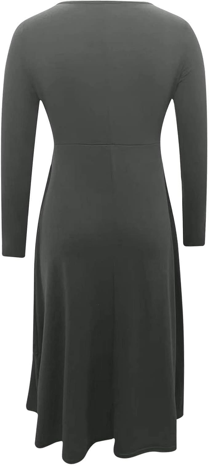 Winter Dresses for Women Wedding Guests Casual Cute Heart Long Sleeve Tiered Maxi Dress with Pockets Plus Size