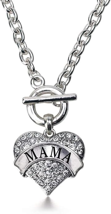 Inspired Silver - Silver Pave Heart Charm 18 Inch Necklace with Cubic Zirconia Jewelry