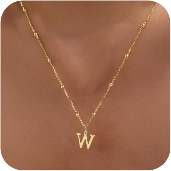 MDIEEL Initial Necklaces for Women Dainty 14k Gold Plated A-Z Letter Pendant Name Necklaces Cute Charm Choker Fashion Accessories Non Tarnish Trendy Jewelry Gift