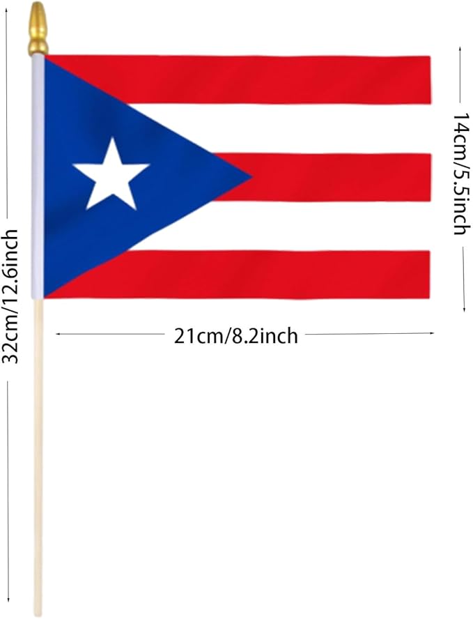 GSYLPFT 12 Pack Puerto Rican Flags on Sticks Puerto Rico Small Mini Hand Held Flags for Office Classroom Holiday Party Decorations