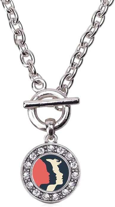 Inspired Silver - Silver Circle Charm 18 Inch Necklace with Cubic Zirconia Jewelry