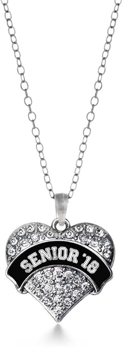 Inspired Silver - Silver Pave Heart Charm 18 Inch Necklace with Cubic Zirconia Jewelry