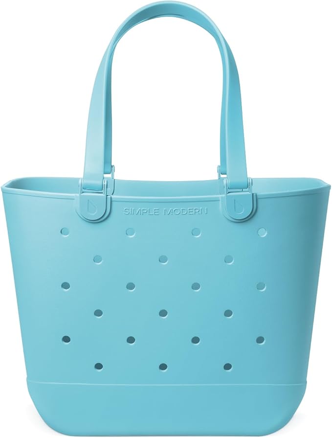 Simple Modern Extra-Large Beach Bag | Waterproof Getaway Rubber Tote with Zipper Pocket for Travel, Pool, Boat, Groceries, Sports | Nantucket Tides | Extra-Large, Waterproof, Getaway, Zipper Pocket, Travel