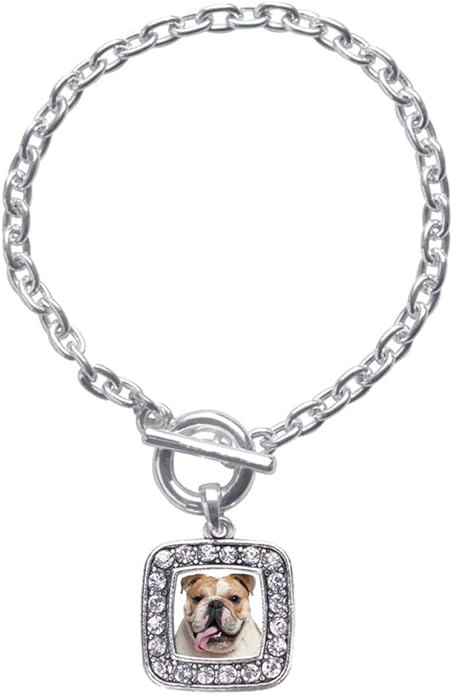 Inspired Silver - Silver Square Charm Toggle Bracelet with Cubic Zirconia Jewelry