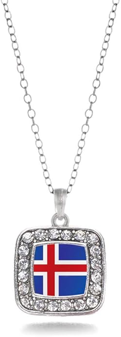 Inspired Silver - Silver Square Charm 18 Inch Necklace with Cubic Zirconia Jewelry