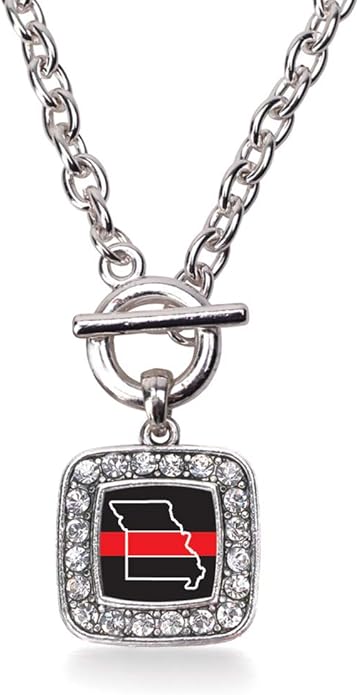 Inspired Silver - Silver Square Charm 18 Inch Necklace with Cubic Zirconia Jewelry