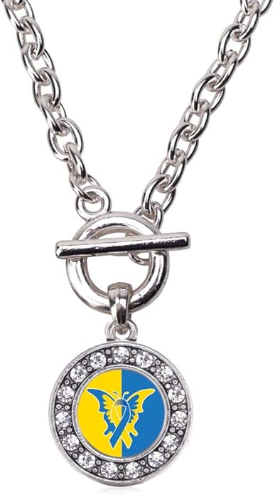 Inspired Silver - Silver Circle Charm 18 Inch Necklace with Cubic Zirconia Jewelry