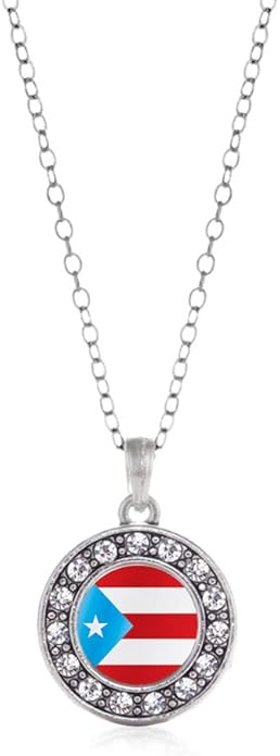 Inspired Silver - Silver Circle Charm 18 Inch Necklace with Cubic Zirconia Jewelry