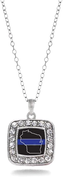 Inspired Silver - Silver Square Charm 18 Inch Necklace with Cubic Zirconia Jewelry