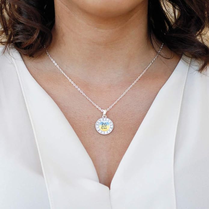 Inspired Silver - Silver Circle Charm 18 Inch Necklace with Cubic Zirconia Jewelry