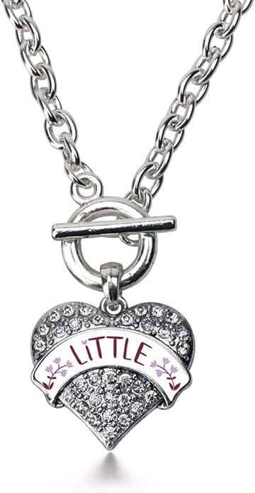 Inspired Silver - Silver Pave Heart Charm 18 Inch Necklace with Cubic Zirconia Jewelry