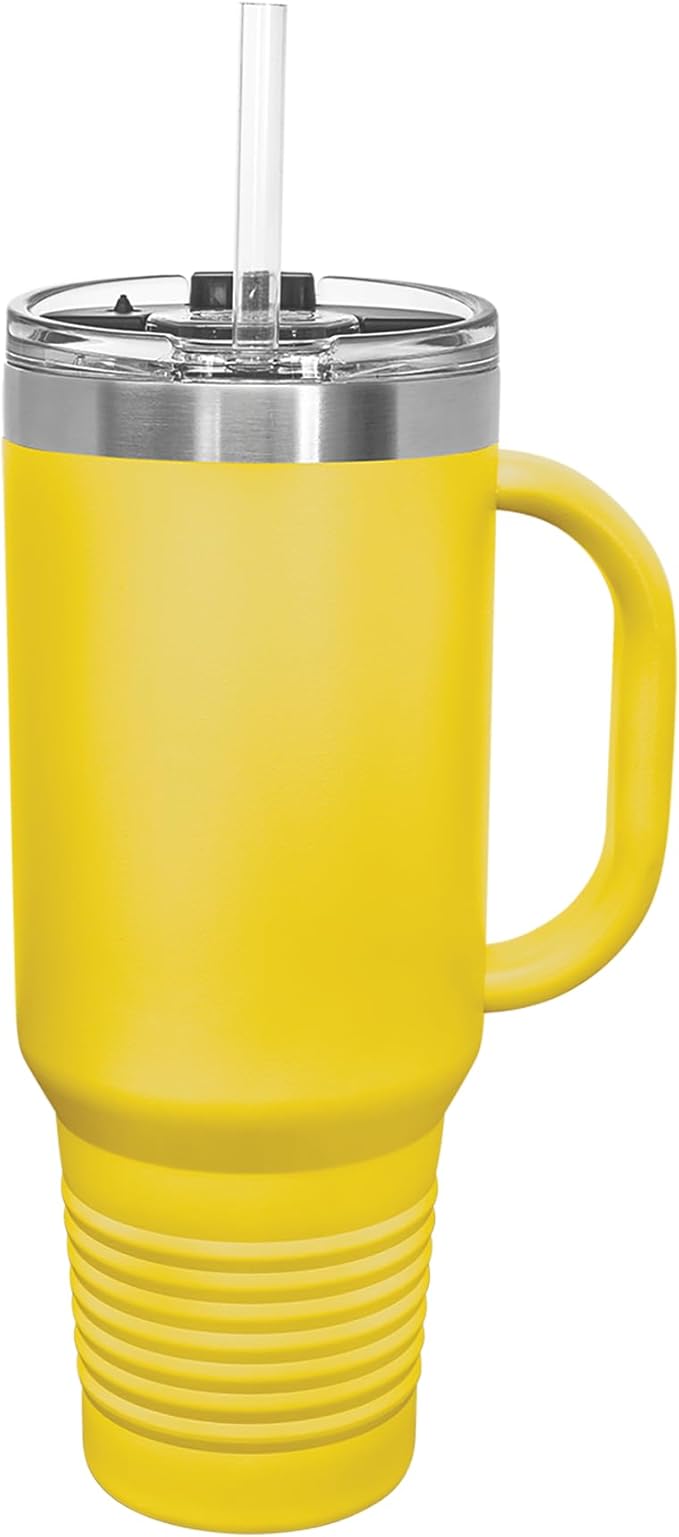 LaserGram 40oz Vacuum Insulated Travel Mug with Handle, CNA Certified Nurse Assistant, Personalized Engraving Included (Yellow)
