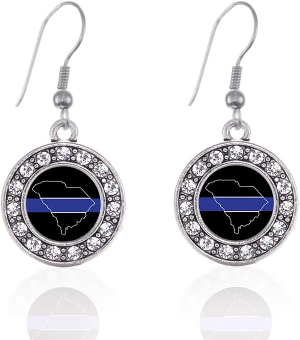 Inspired Silver - Silver Circle Charm French Hook Drop Earrings with Cubic Zirconia Jewelry