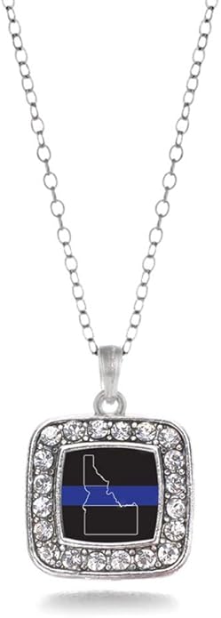 Inspired Silver - Silver Square Charm 18 Inch Necklace with Cubic Zirconia Jewelry