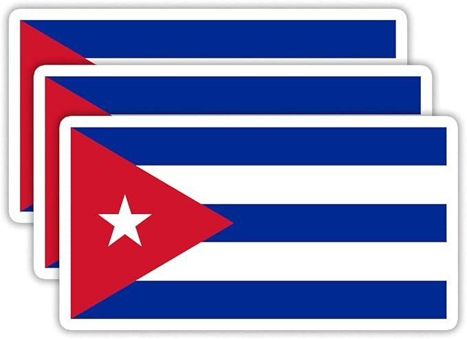 (3PCS) Cuba Flag stickers, Countries Flag Stickers - Waterproof Vinyl Decals For Laptops, Tumblers, Water Bottles, Books, Scrapbooks, Size 3 x 1.6 Inch