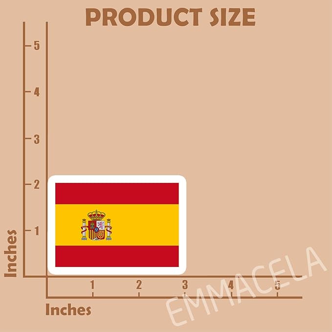 (3PCS) Spain Flag stickers, Countries Flag Stickers - Waterproof Vinyl Decals For Laptops, Tumblers, Water Bottles, Books, Scrapbooks, Size 3 x 2.2 Inch