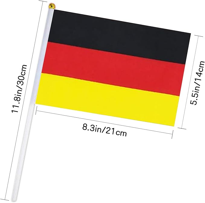 German Flag Small German Flag 12 Pack Mini Hand Held German Flags on Sticks for Party Parades Sports Events Patriotic Holiday Decorations