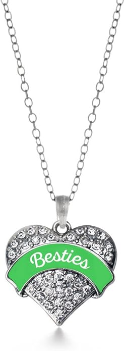 Inspired Silver - Silver Pave Heart Charm 18 Inch Necklace with Cubic Zirconia Jewelry