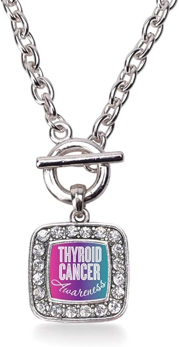 Inspired Silver - Silver Square Charm 18 Inch Necklace with Cubic Zirconia Jewelry