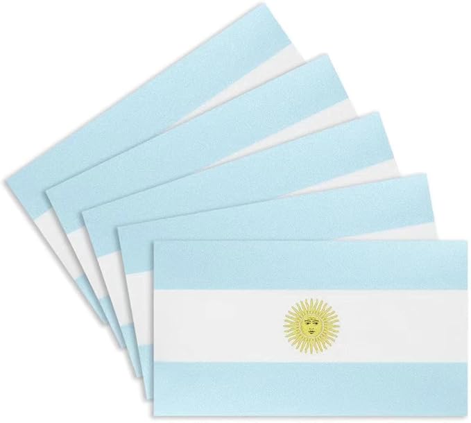 CANTENDO 5Pcs Argentina Flag Decal Sticker - Argentinian Flag Reflective Vinyl Car Stickers - for Car Window Bumper Waterproof Sticker (2.5 x 4.5 Inch)