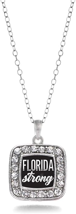 Inspired Silver - Silver Square Charm 18 Inch Necklace with Cubic Zirconia Jewelry
