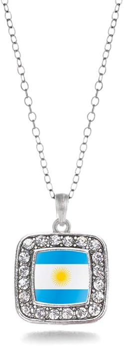 Inspired Silver - Silver Square Charm 18 Inch Necklace with Cubic Zirconia Jewelry