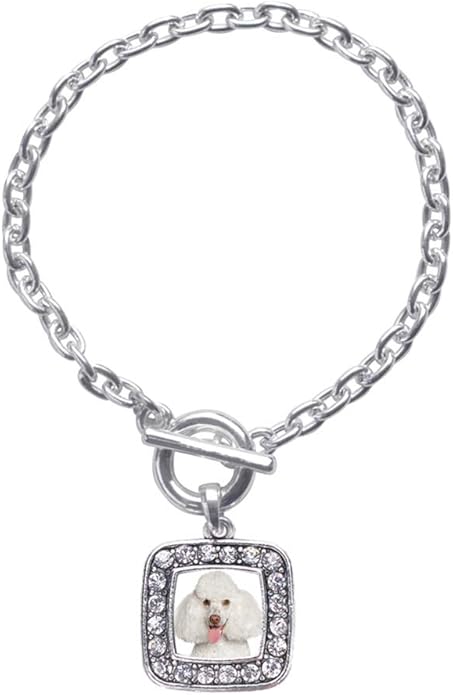 Inspired Silver - Silver Square Charm Toggle Bracelet with Cubic Zirconia Jewelry