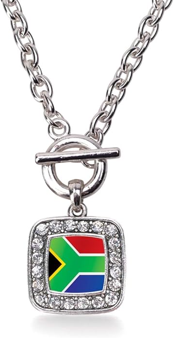 Inspired Silver - Silver Square Charm 18 Inch Necklace with Cubic Zirconia Jewelry