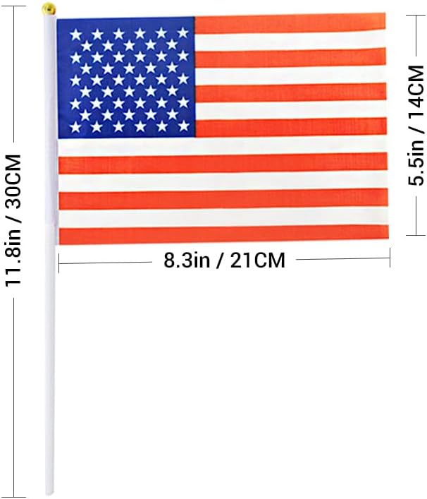 20 Pack Small American Flags on Stick Mini Handheld USA Flag for Parades, 4th of July, Memorial Day, and Patriotic Events 5x8 Inch Durable Weather-Resistant Flags with 12 Inch Sticks(USA)