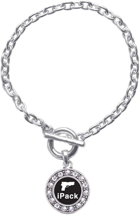 Inspired Silver - Silver Circle Charm Toggle Bracelet with Cubic Zirconia Jewelry