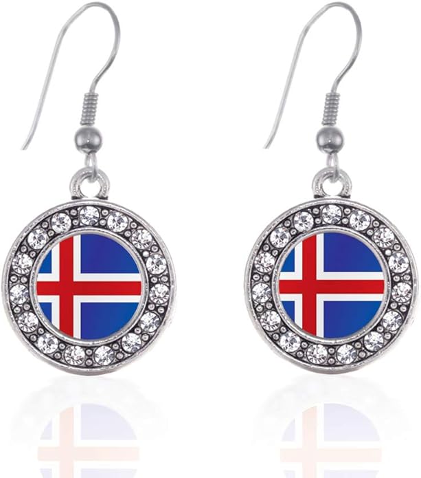 Inspired Silver - Silver Circle Charm French Hook Drop Earrings with Cubic Zirconia Jewelry